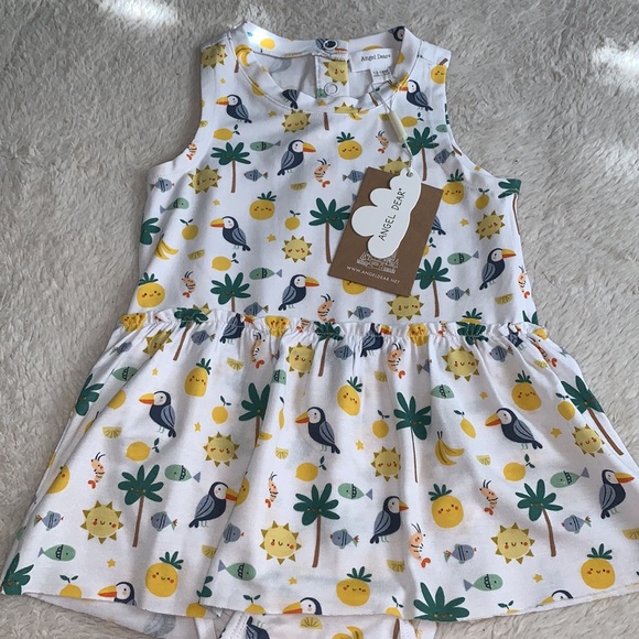 NWT Angel Dear Petite Tropicale Fruit Bodysuit Dress 12-18M Bamboo - Picture 10 of 10